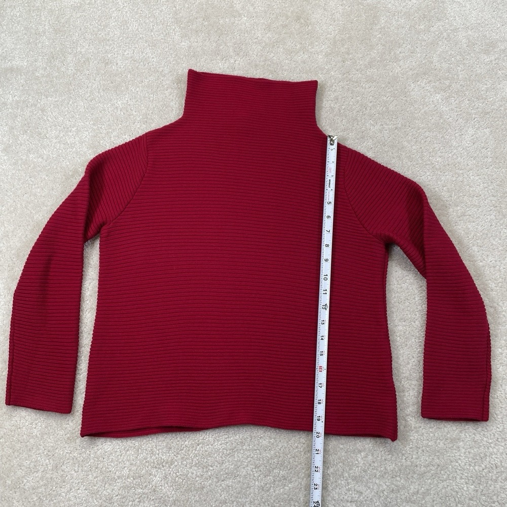 Eileen Fisher Merino Wool Funnel Neck Sweater Womens PP Petite (2P-4P)Red Ribbed - Picture 2 of 9